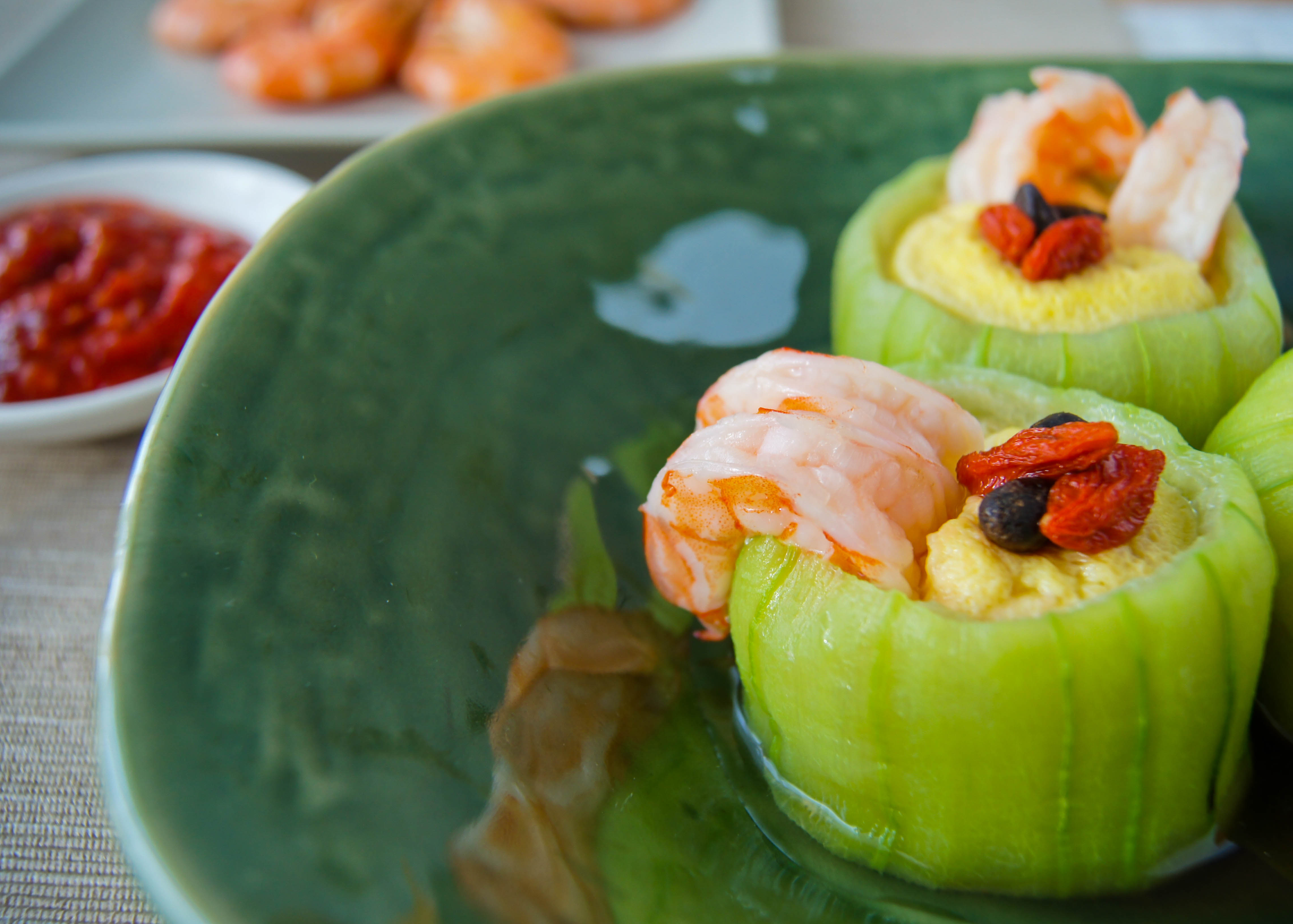 Steamed Luffa With Shrimps and Whisked eggs