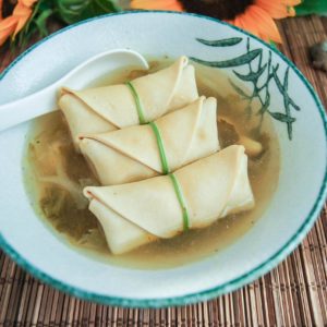 Chicken Soup with Tofu Pork Wrap