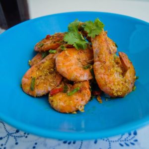 Fried Pepper Prawns with Minced Garlic 