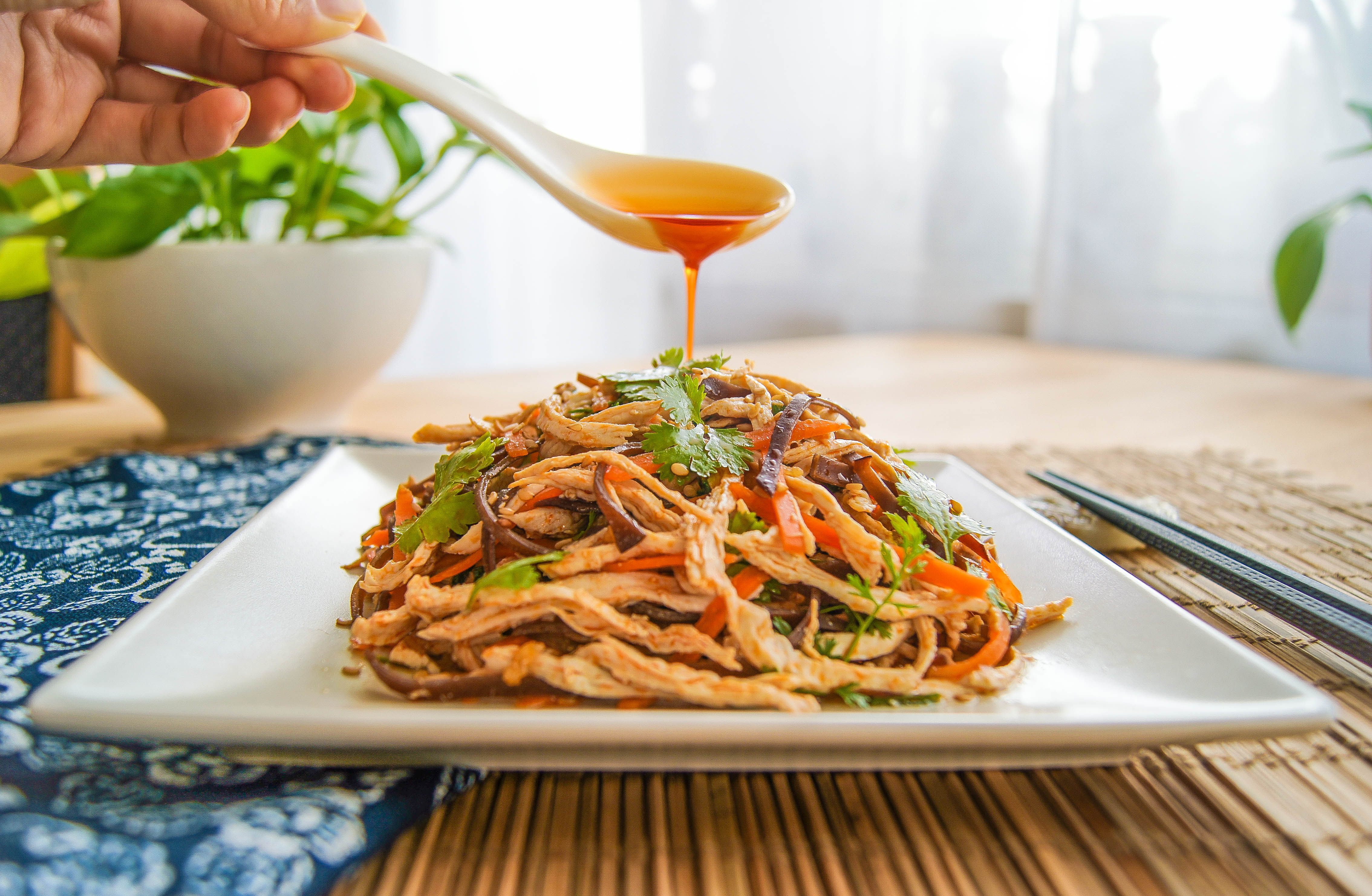 Shredded Chicken Salad with Red Chili Oil